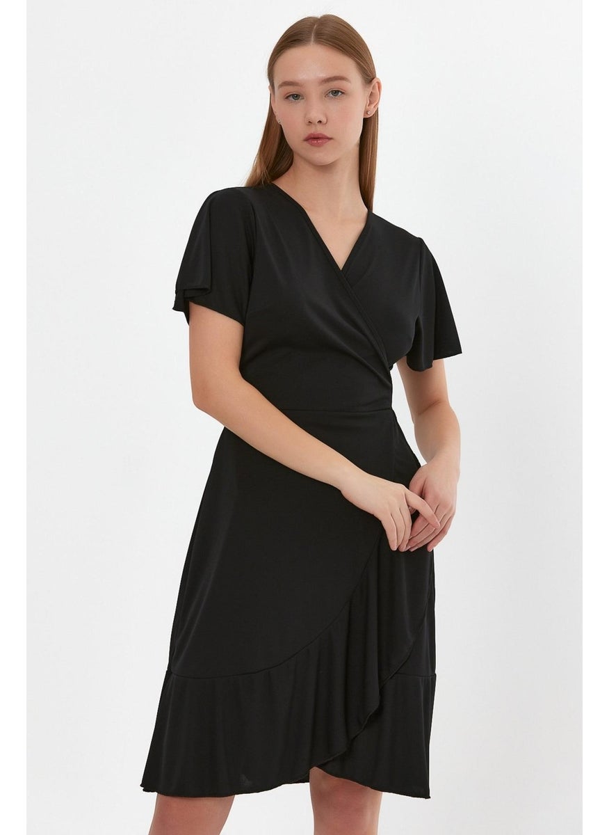 Tie-Up Flounce Double Breasted Dress (B23-499B)