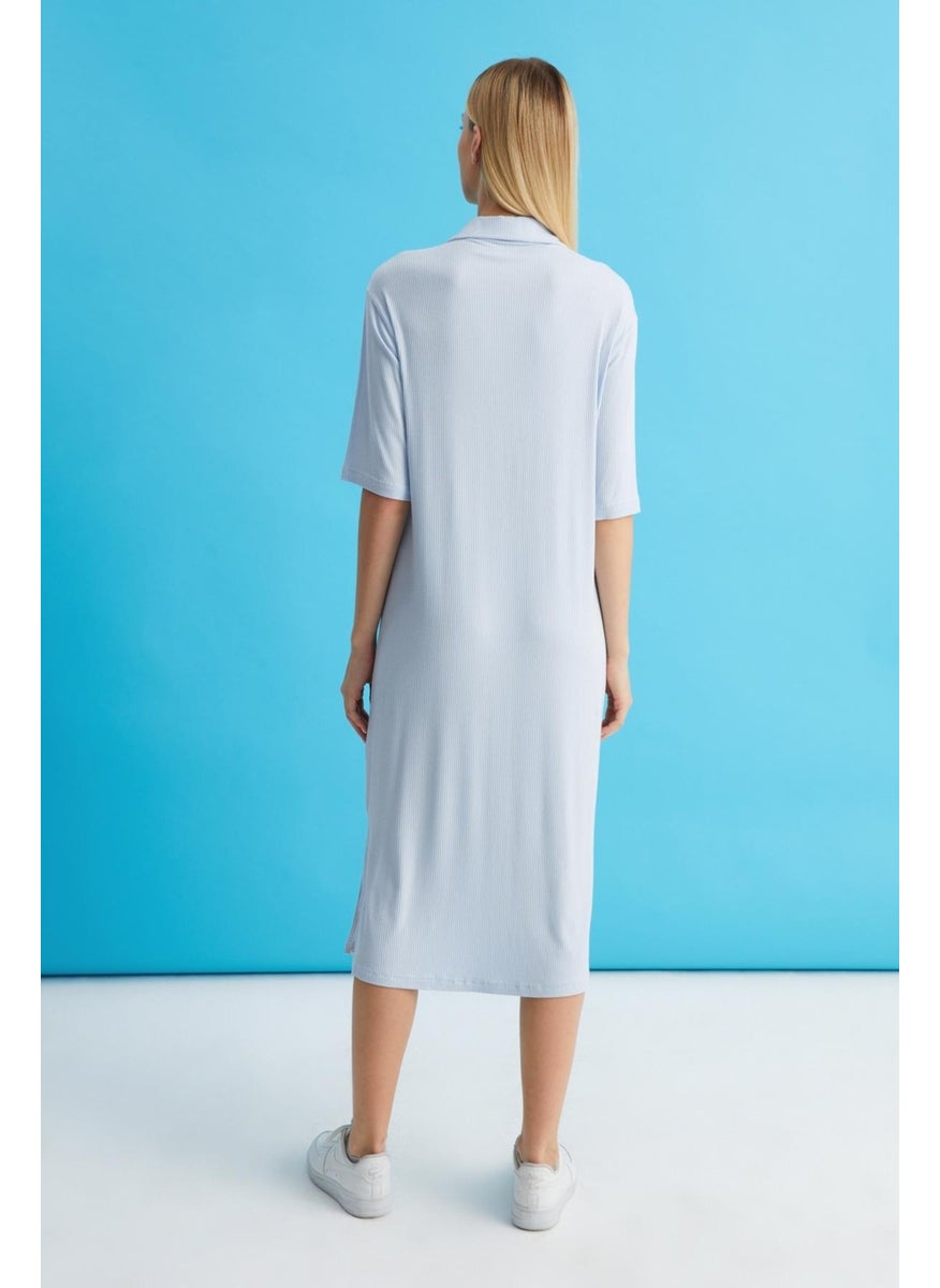Ribbed Zipper Detailed Dress (B22-22200)