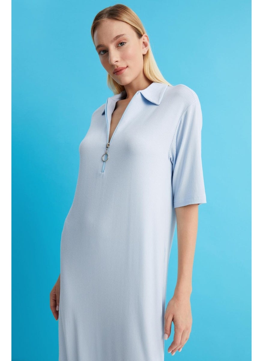 Ribbed Zipper Detailed Dress (B22-22200)