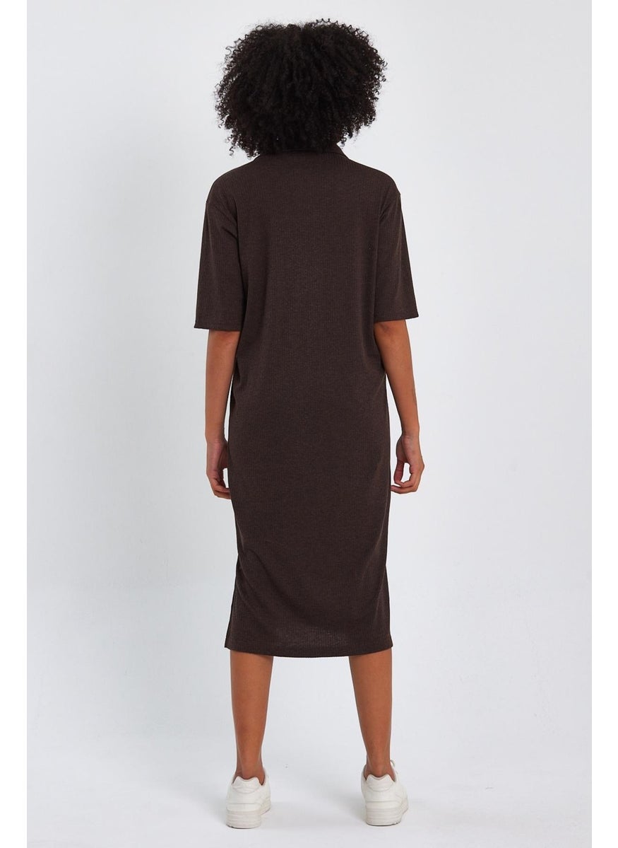 Ribbed Zipper Detailed Dress (B23-00108)