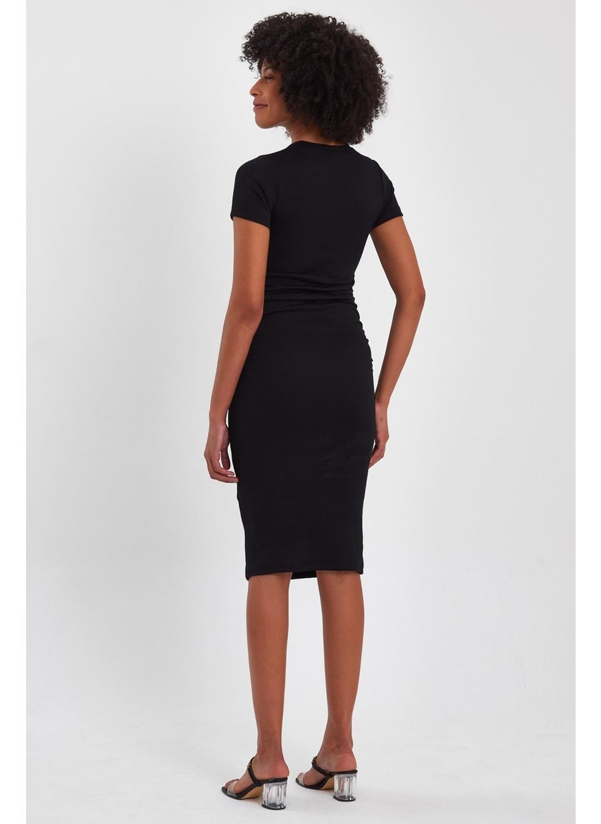 Gathered Side Pencil Dress (B23-00131)