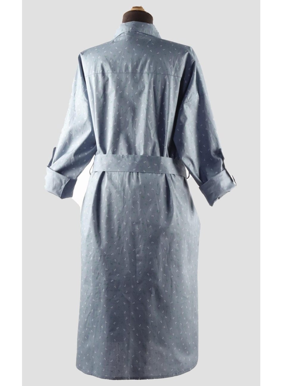 Adjustable Sleeve Belted Shirt Dress (B23-1403 00)