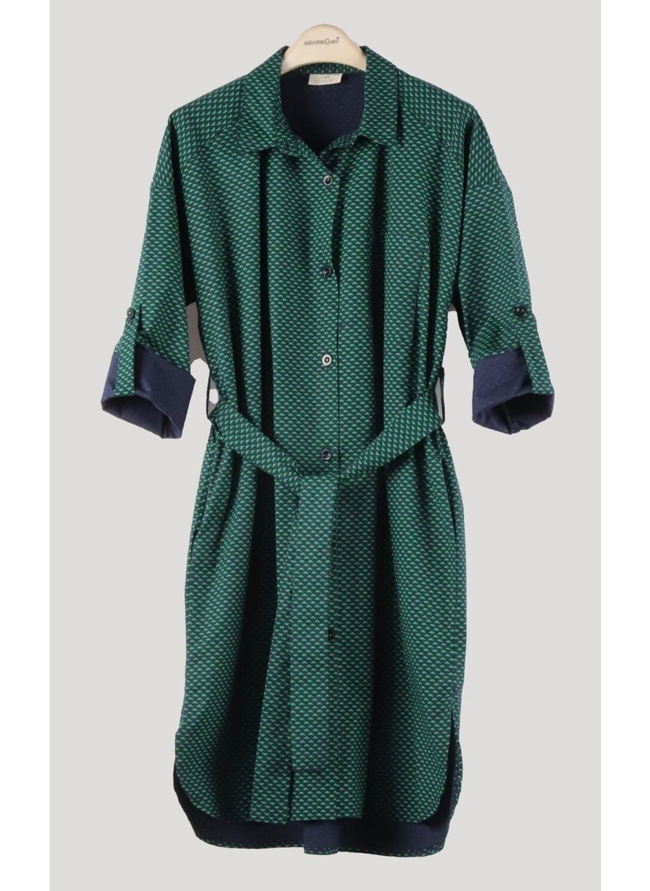 Alexandergardi Adjustable Sleeve Belted Shirt Dress (B23-1403 00)