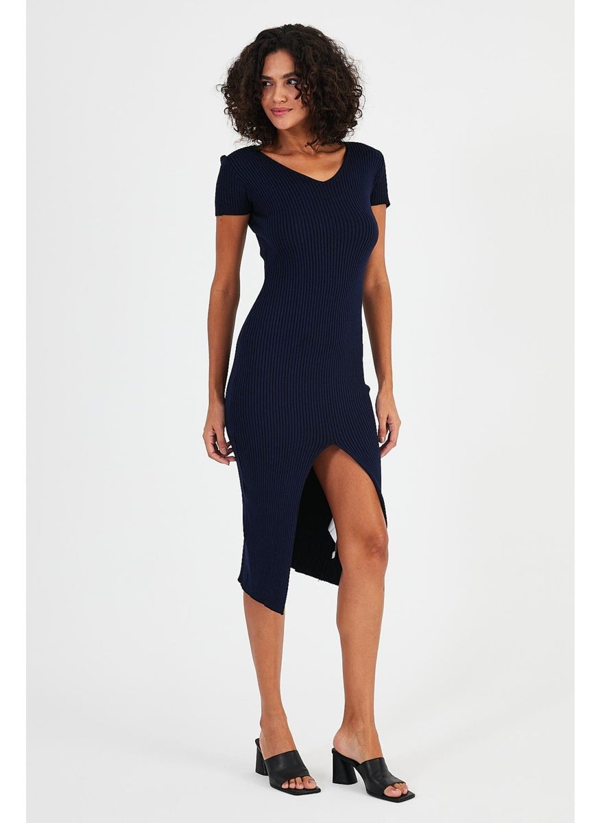 Short Sleeve V-Neck Dress(A92287-S)
