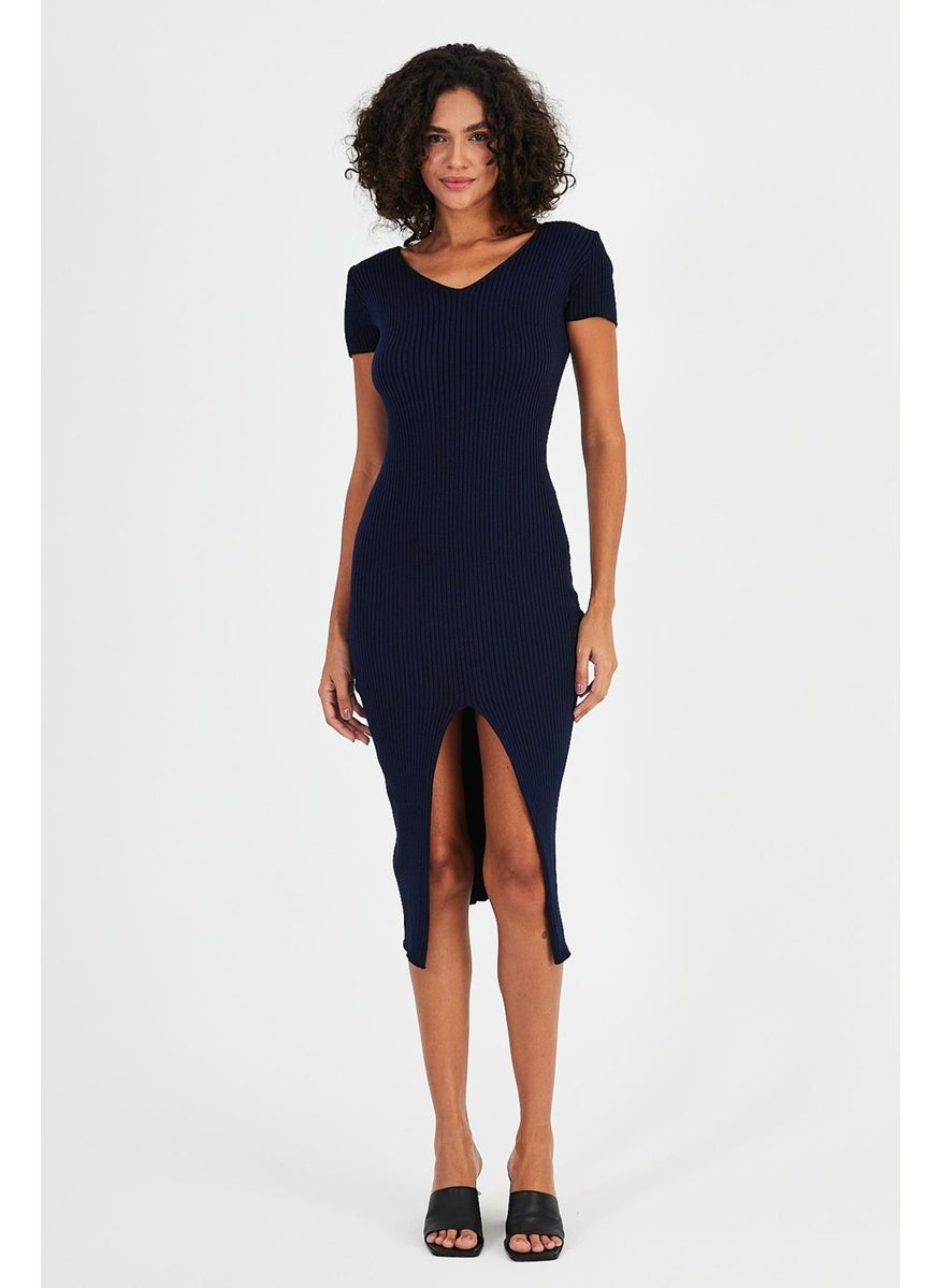 Short Sleeve V-Neck Dress(A92287-S)