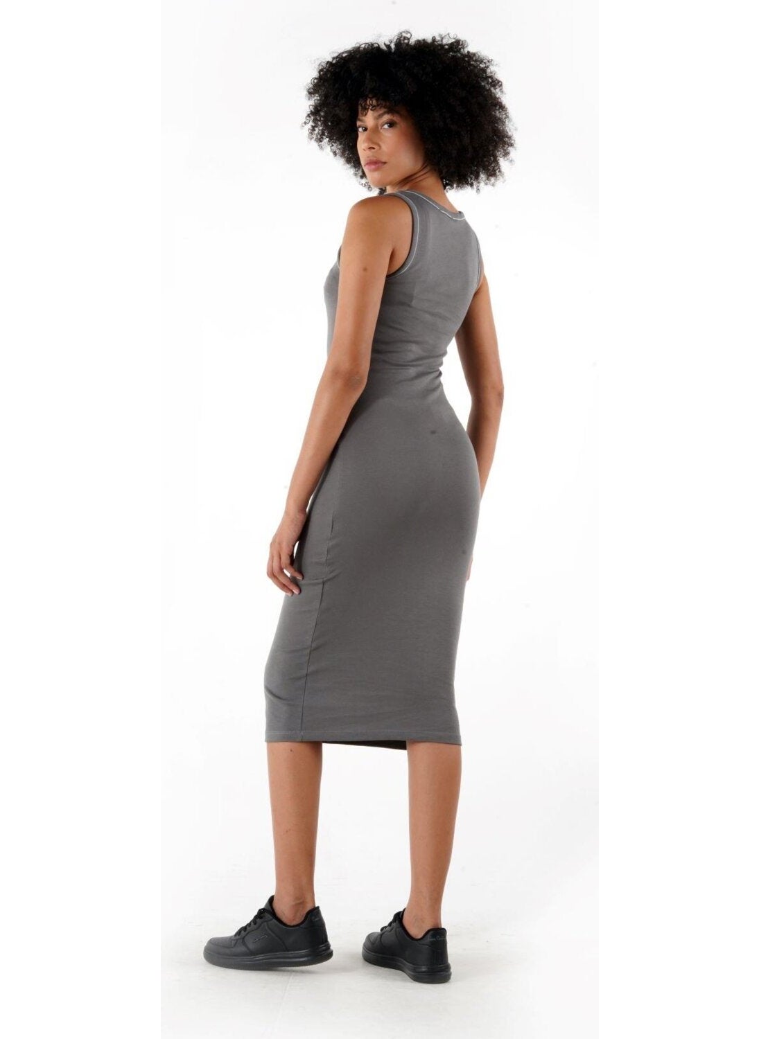 Thick Strapped Patterned Pencil Dress (A24-10304)