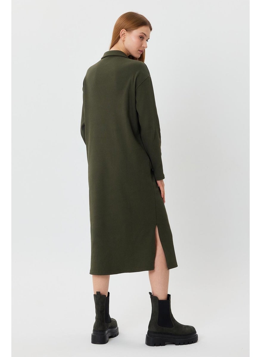 Polo Collar Zippered Tunic Dress (B23-00179)