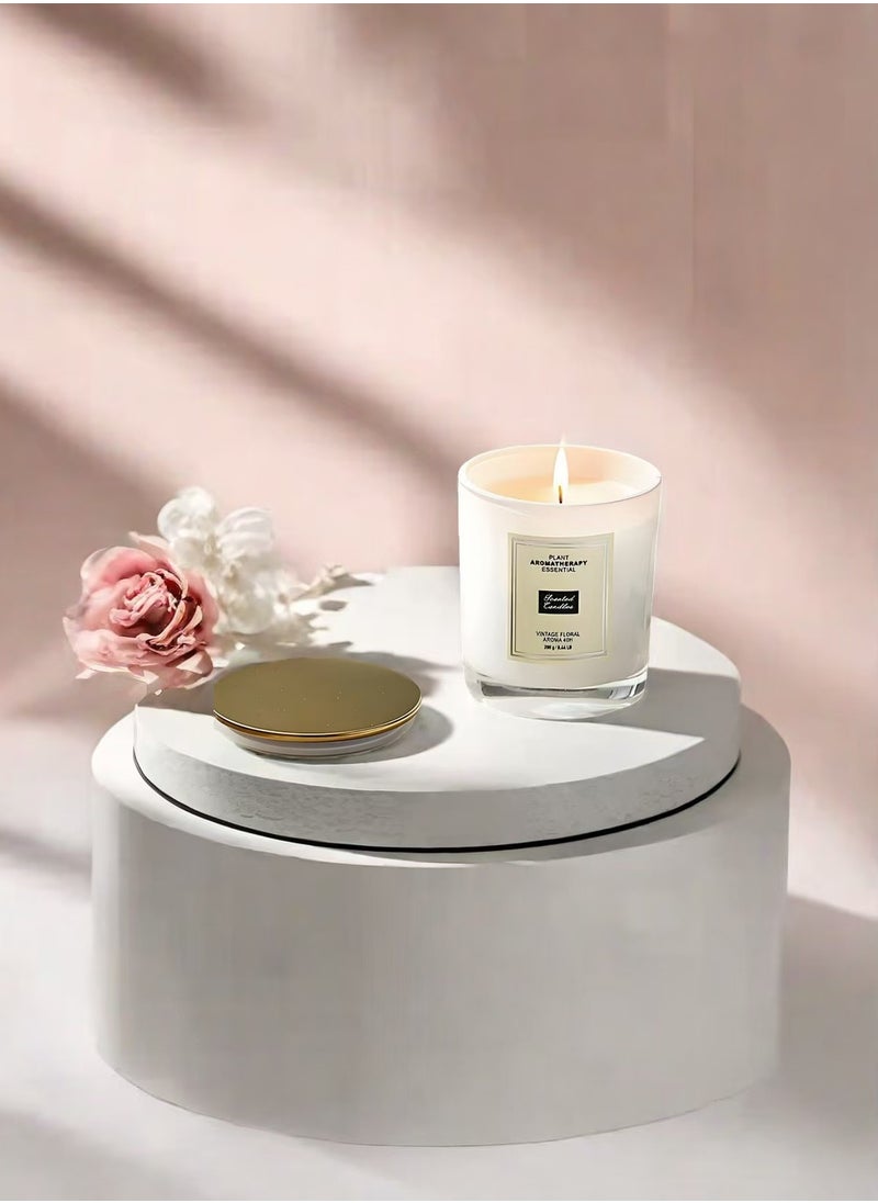 100% Natural Ingredients - Aromatherapy Candle (200g White Cup) Cultivation Atmosphere - Rose