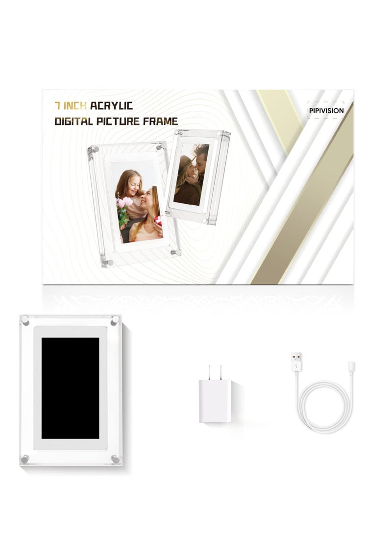 Acrylic Digital Picture Frame,7 inch Digital Photo Frame.Simple Transparent Frame Design,4 GB Internal Memory and 1500 mAh Battery.Repeat Your Happy Times