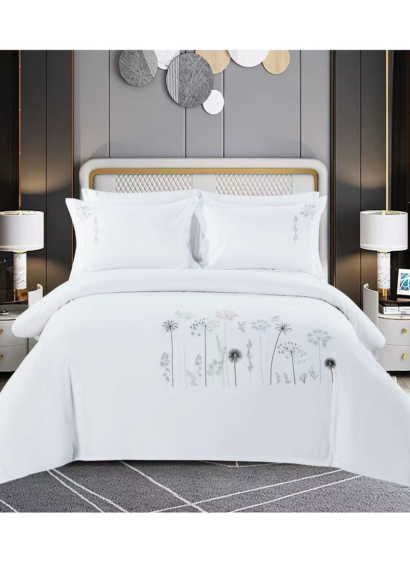 DUOMA HOME   220*240cm duvet cover with minimalist embroidery, 6-pieces pure cotton sheet set with pillow cases, new model