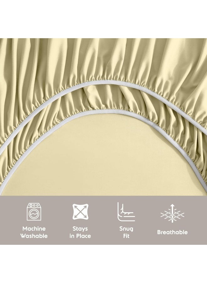 Nestl Queen Sheet Set - 4 Piece Bed Sheets for Queen Size Bed, Deep Pocket, Hotel Luxury, Extra Soft, Breathable and Cooling, Vanilla Yellow