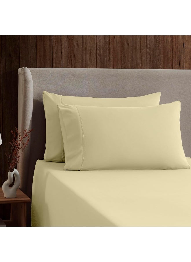 Nestl Queen Sheet Set - 4 Piece Bed Sheets for Queen Size Bed, Deep Pocket, Hotel Luxury, Extra Soft, Breathable and Cooling, Vanilla Yellow