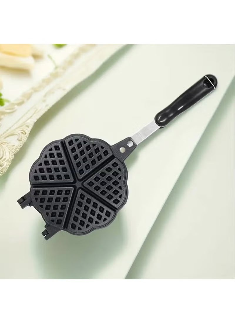 Waffle Maker Pan, 5.9in Aluminum Alloy Nonstick Heart Shaped Waffle Maker Portable Stove Top Camping Waffle Maker Pan for Breakfast Waffles Sandwich