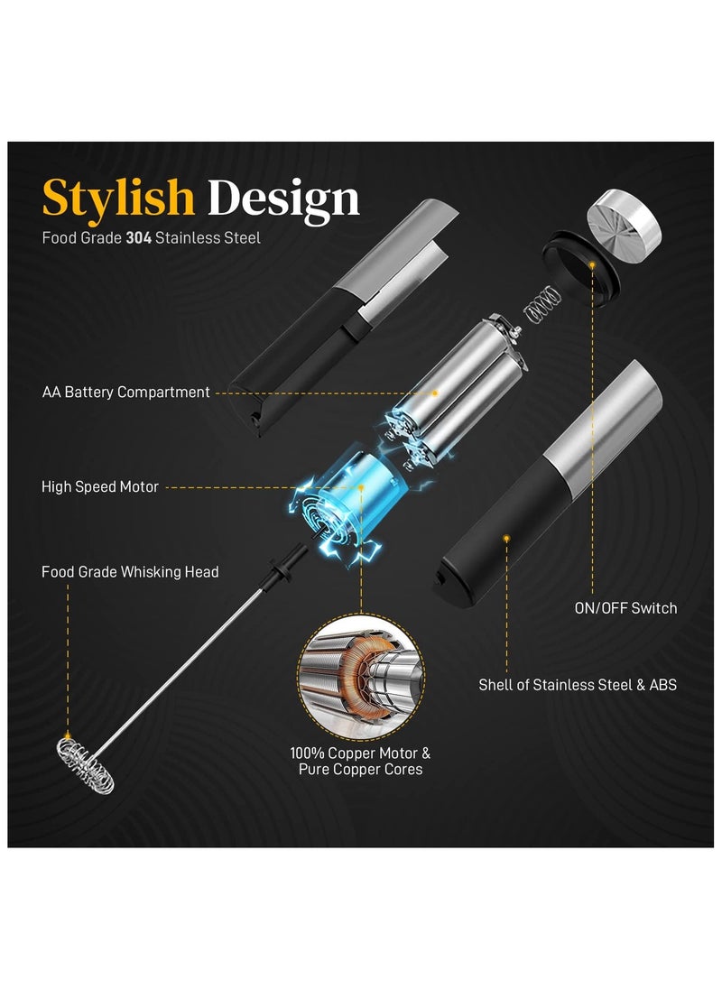 Milk Frother Handheld for Coffee, Battery Operated Electric Foam Maker, Mini Drink Mixer for Coffee, Matcha, Hot Chocolate, Latte, Cappuccino