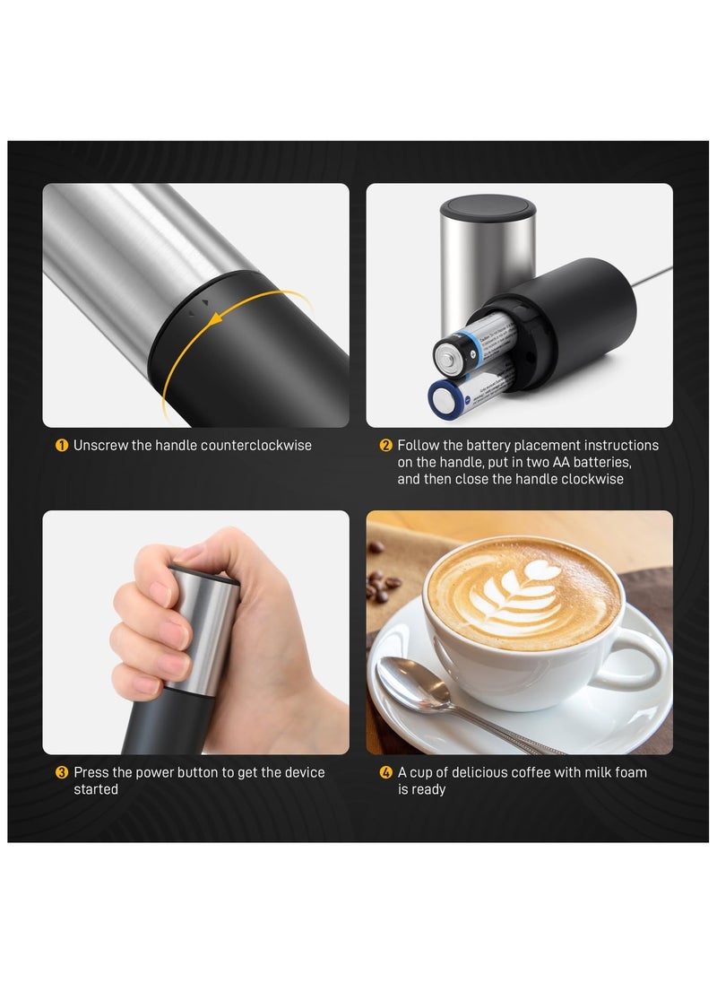 Milk Frother Handheld for Coffee, Battery Operated Electric Foam Maker, Mini Drink Mixer for Coffee, Matcha, Hot Chocolate, Latte, Cappuccino
