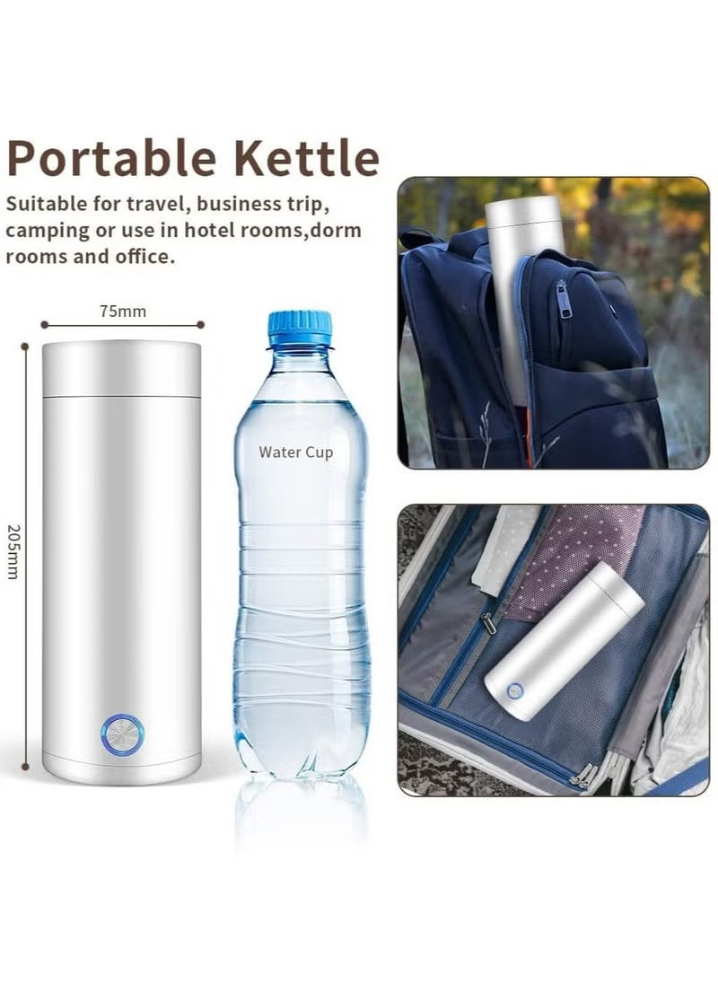 Electric Mini Travel Kettle, 400ml Portable Electric Kettle for Boiling Water, Water Boiler with Keep Warm Function, Small Tea Kettle with Fast Boil and Automatic Shut of (White)
