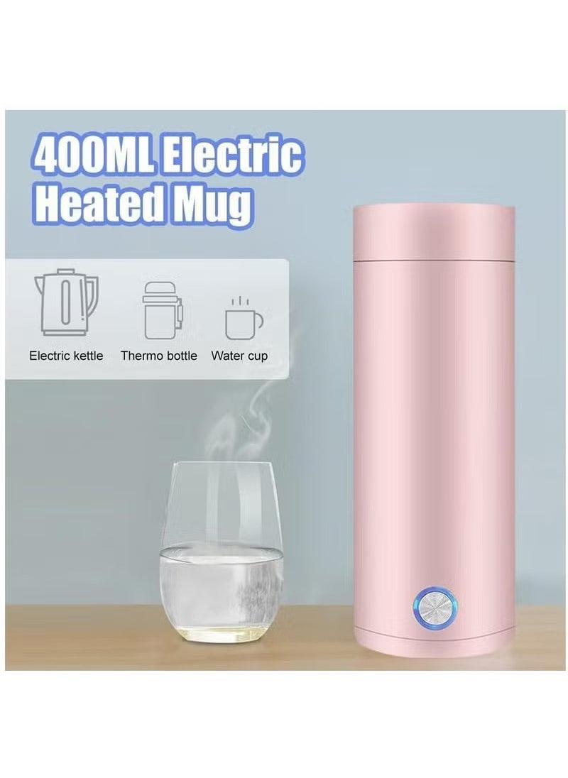 Electric Mini Travel Kettle, 400ml Portable Electric Kettle for Boiling Water, Water Boiler with Keep Warm Function, Small Tea Kettle with Fast Boil and Automatic Shut of (Pink)