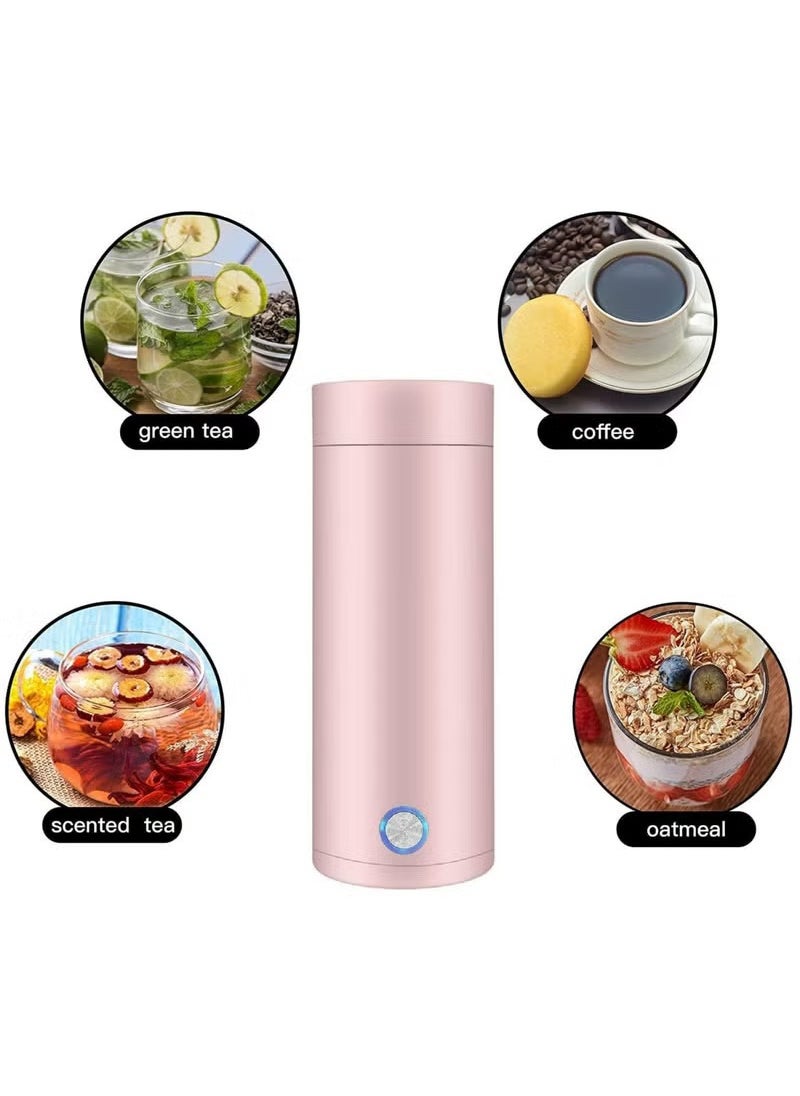 Electric Mini Travel Kettle, 400ml Portable Electric Kettle for Boiling Water, Water Boiler with Keep Warm Function, Small Tea Kettle with Fast Boil and Automatic Shut of (Pink)