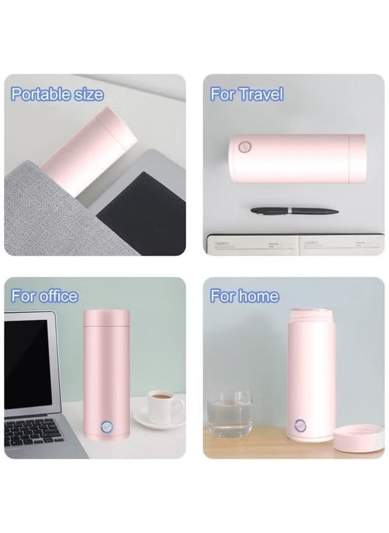 Electric Mini Travel Kettle, 400ml Portable Electric Kettle for Boiling Water, Water Boiler with Keep Warm Function, Small Tea Kettle with Fast Boil and Automatic Shut of (Pink)