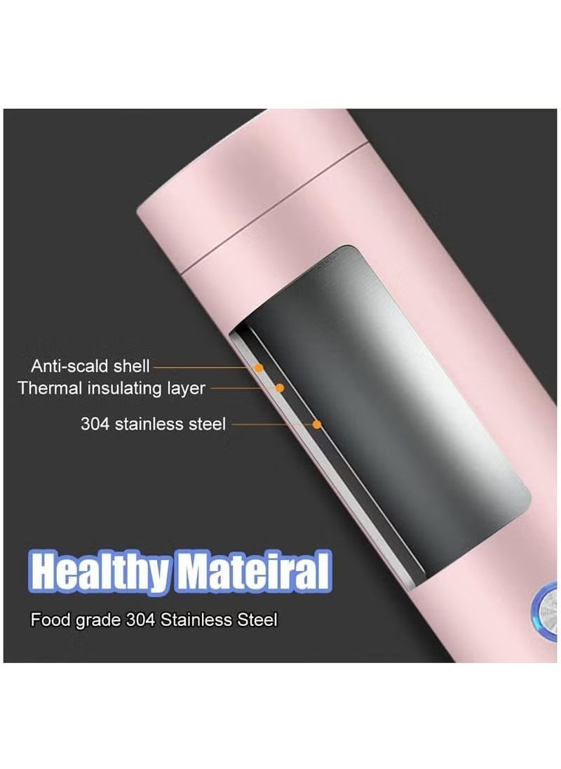 Electric Mini Travel Kettle, 400ml Portable Electric Kettle for Boiling Water, Water Boiler with Keep Warm Function, Small Tea Kettle with Fast Boil and Automatic Shut of (Pink)