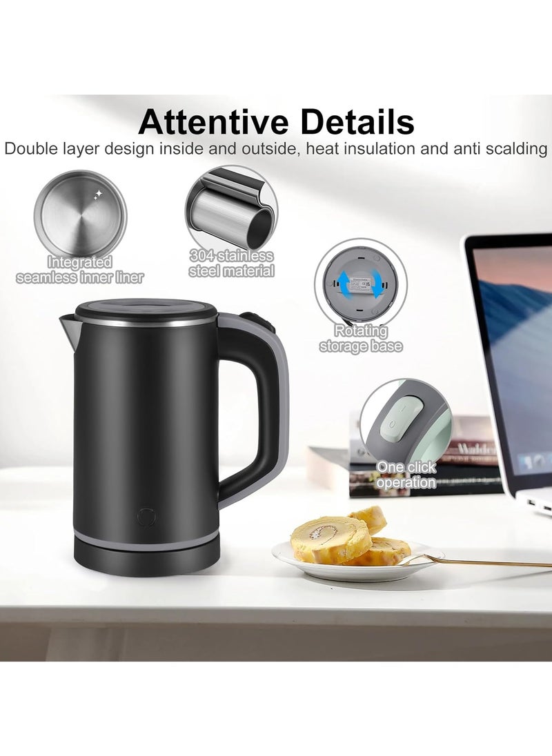 0.8L Small Electric Kettle, 600W Fast Boil Stainless Steel Portable Travel Kettle for Boiling Water Double-wall Tea Kettle, Auto-off Dry Protection