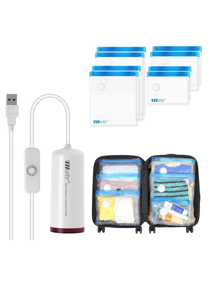 VMstr Travel Vacuum Storage Bag with USB Electric Pump, white