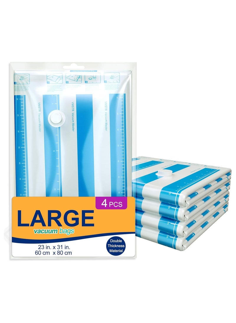 VMSTR Premium Large Vacuum Storage Bags 4 Pack 80% Space Saver Compression Bags 60x80CM (Works with Any Vacuum Cleaner)