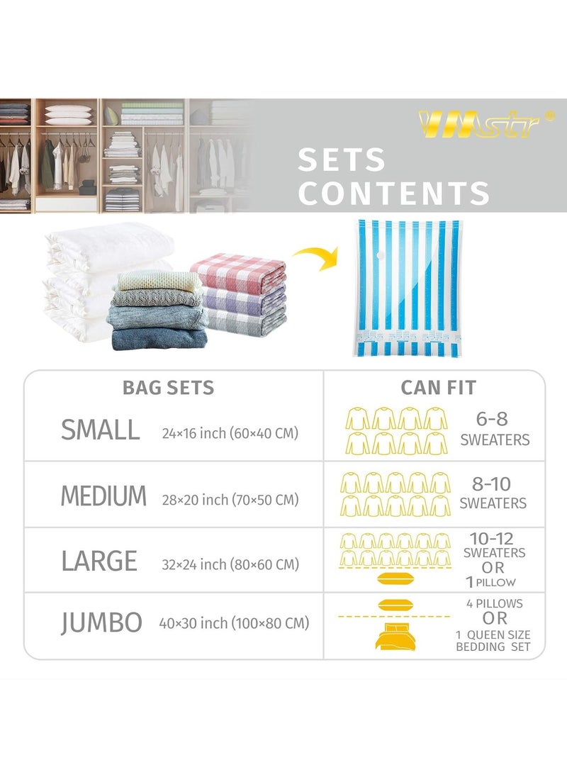 VMSTR Premium Large Vacuum Storage Bags 4 Pack 80% Space Saver Compression Bags 60x80CM (Works with Any Vacuum Cleaner)