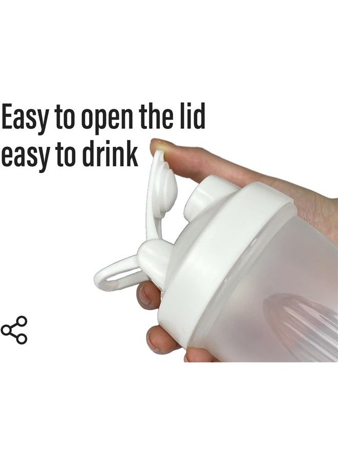 Protein Shaker Bottle White/Clear,Shaker Bottle 600ml Protein Shaker Plastic Bottle for Pre & Post workout with Twist and Lock Protein Box Storage, Portable Fitness Bottle for Fitness Enthusiasts Athletes