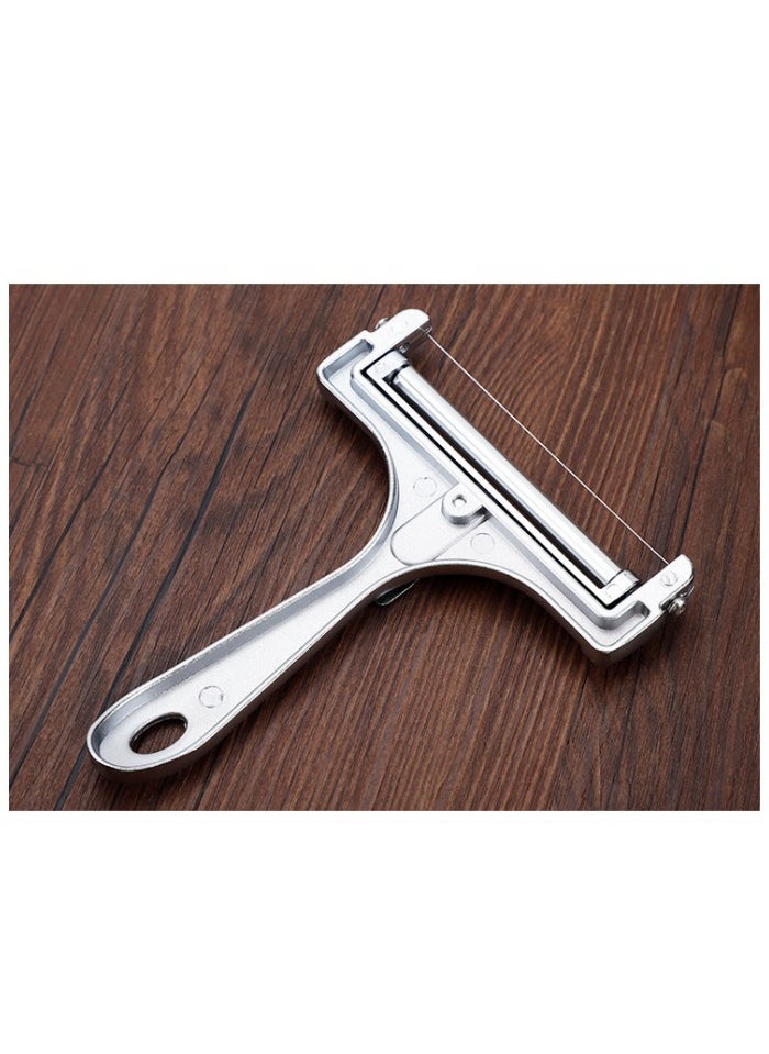 Kitchen Stainless Steel Wire Cheese Slicer - Adjustable Hand Held Cheese Cutter with 2 Extra Wires - Premium Cheese Shaver for Mozzarella, Cheddar, Gruyere - Cheese Cutter with Wire