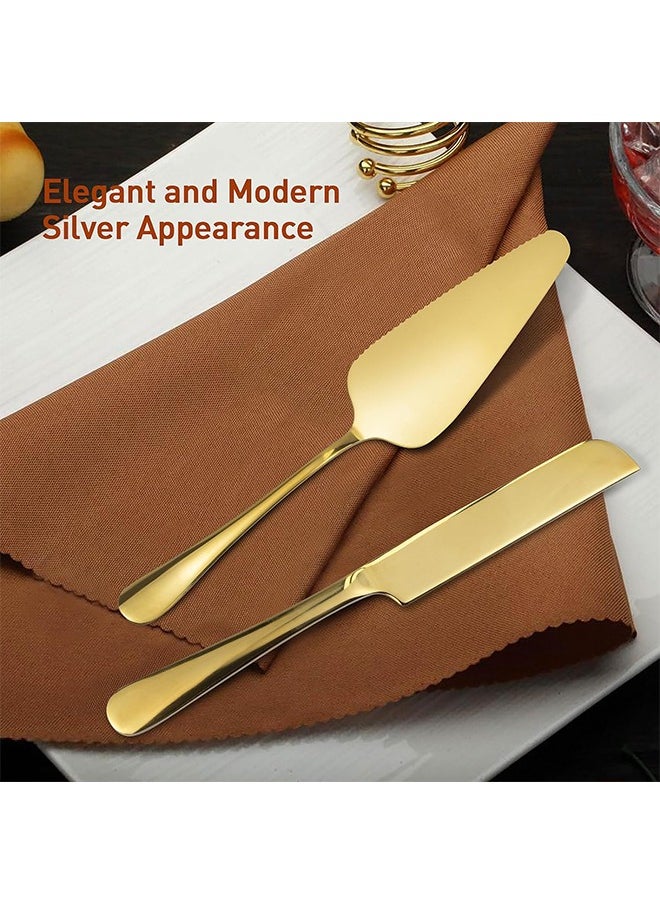 Wedding Cake Knife and Server Set, Cake Cutting Set for Wedding,Stainless Steel Cake Knife Suitable for Weddings, Includes 9.29 Cake Knife,8.86 Cake Server, Gold