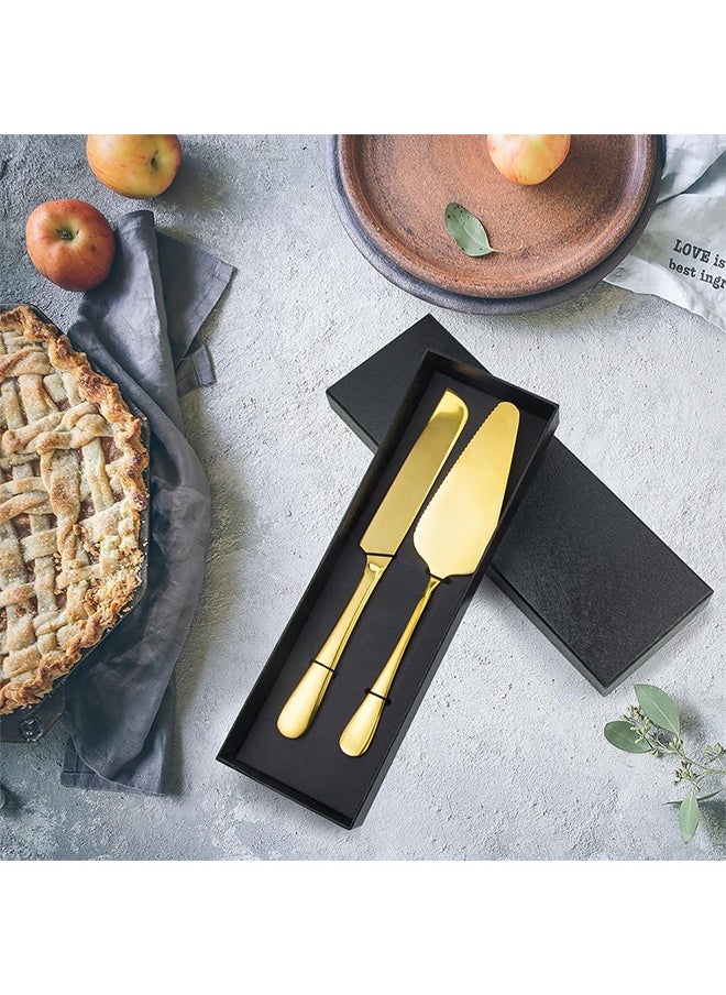 Wedding Cake Knife and Server Set, Cake Cutting Set for Wedding,Stainless Steel Cake Knife Suitable for Weddings, Includes 9.29 Cake Knife,8.86 Cake Server, Gold