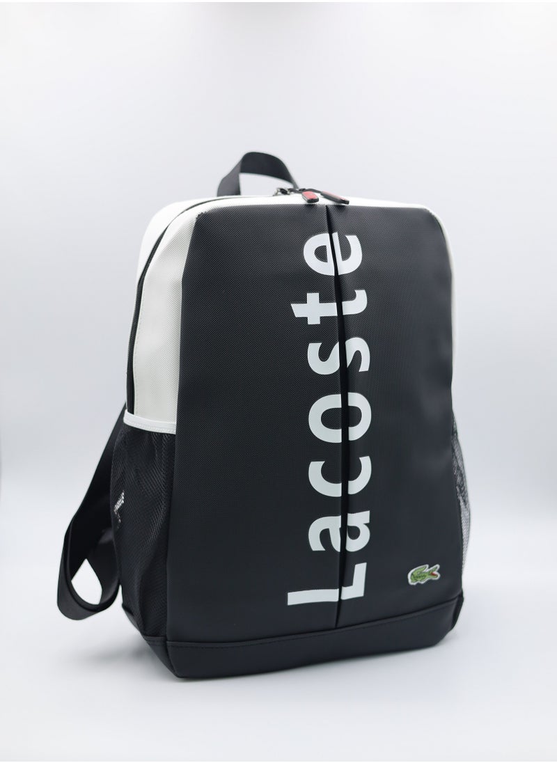 Lacoste Black and white color block backpack