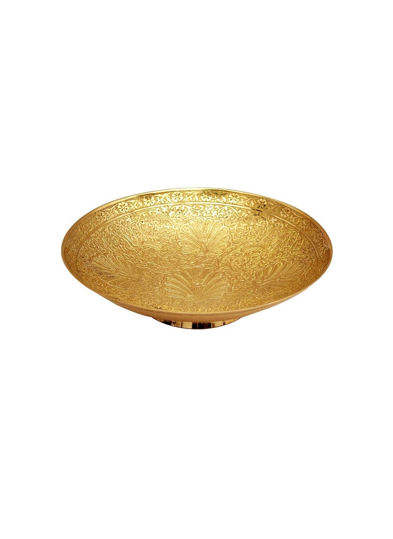 Skywalk Hand Crafted Metal Brass Fruit Bowl with Decorative Carving Work (5 Inch)