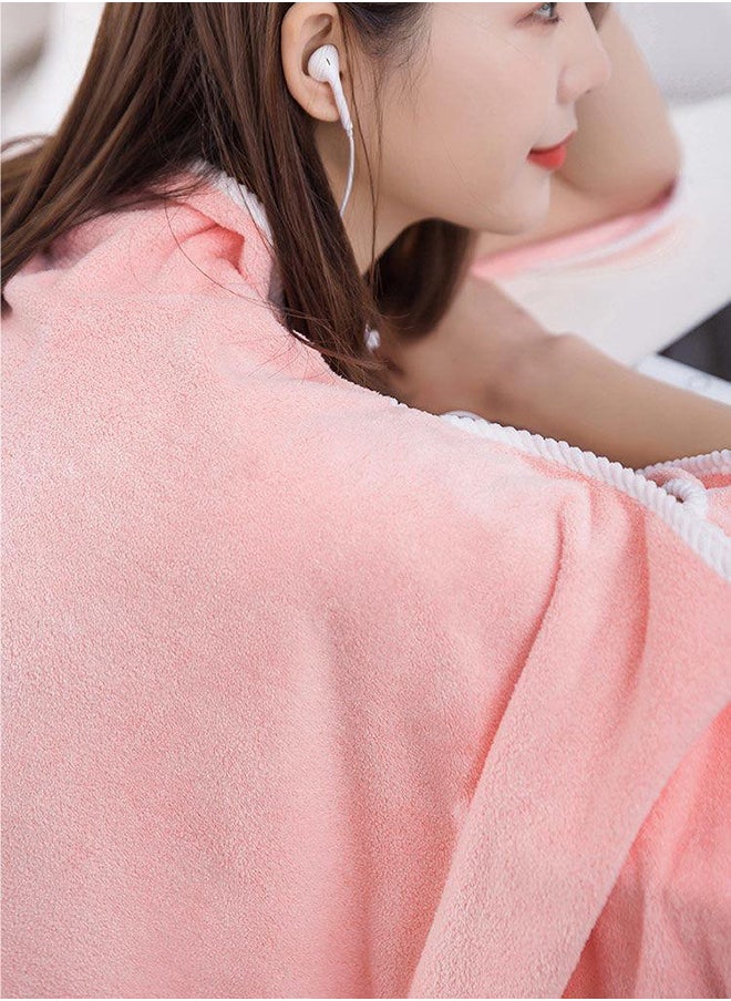 Wearable Bath Towel Bowknot Coral Velvet Bath Skirt  Women Shower Wrap with Pocket Absorption Quick Drying Bath Towel