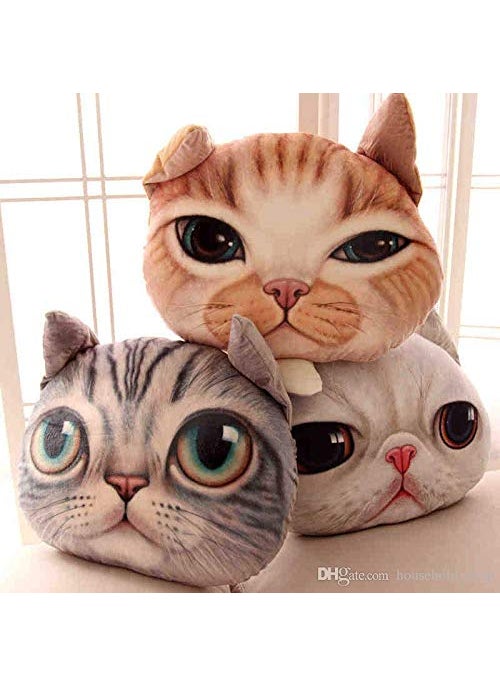 Magnusdeal New 3D Cat Cute Pillow Cartoon Animal Head Shaped Pillow Emoji Pillow Face Cushion Car Cushion Cat Shape Nap Smiley face Pillow