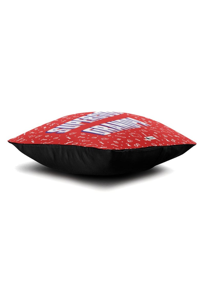 Indigifts Grandfather Birthday Gifts Supercool Grandpa Quote Seamless Pattern Red Cushion Cover 12x12 inches with Filler - Gift for Grandparents Anniversary, Dada-Granddad-Birthday, Grandfather Pillow