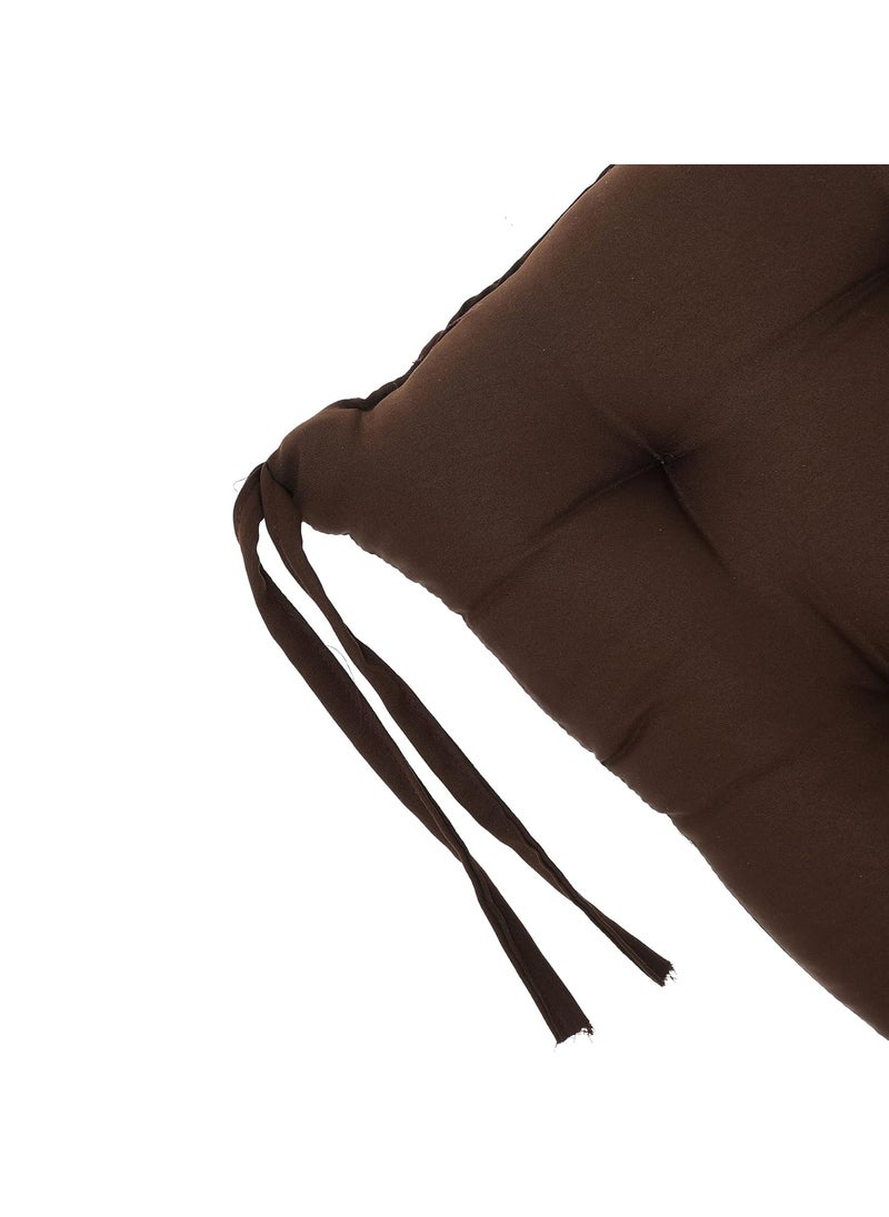 Kuber Industries Microfiber Square Chair Pad Seat Cushion for Car Pad, Office Chair, Indoor/Outdoor, Dining Living Room, Kitchen with Ties-Pack of 3, 18 * 18 Inch (Brown)