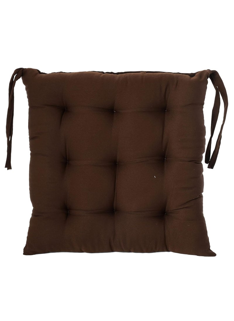Kuber Industries Microfiber Square Chair Pad Seat Cushion for Car Pad, Office Chair, Indoor/Outdoor, Dining Living Room, Kitchen with Ties-Pack of 3, 18 * 18 Inch (Brown)