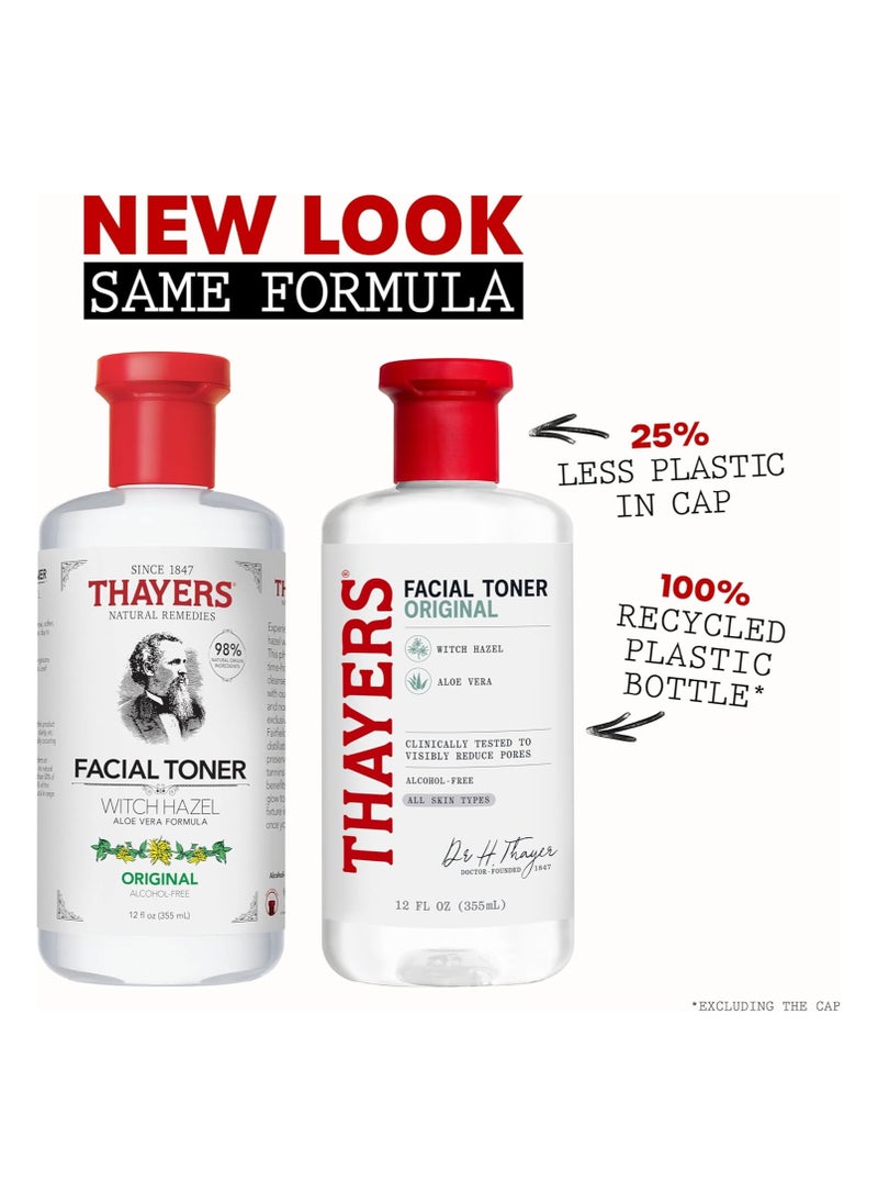 Alcohol Free Original Witch Hazel Facial Toner With Aloe Vera Formula 12 Oz