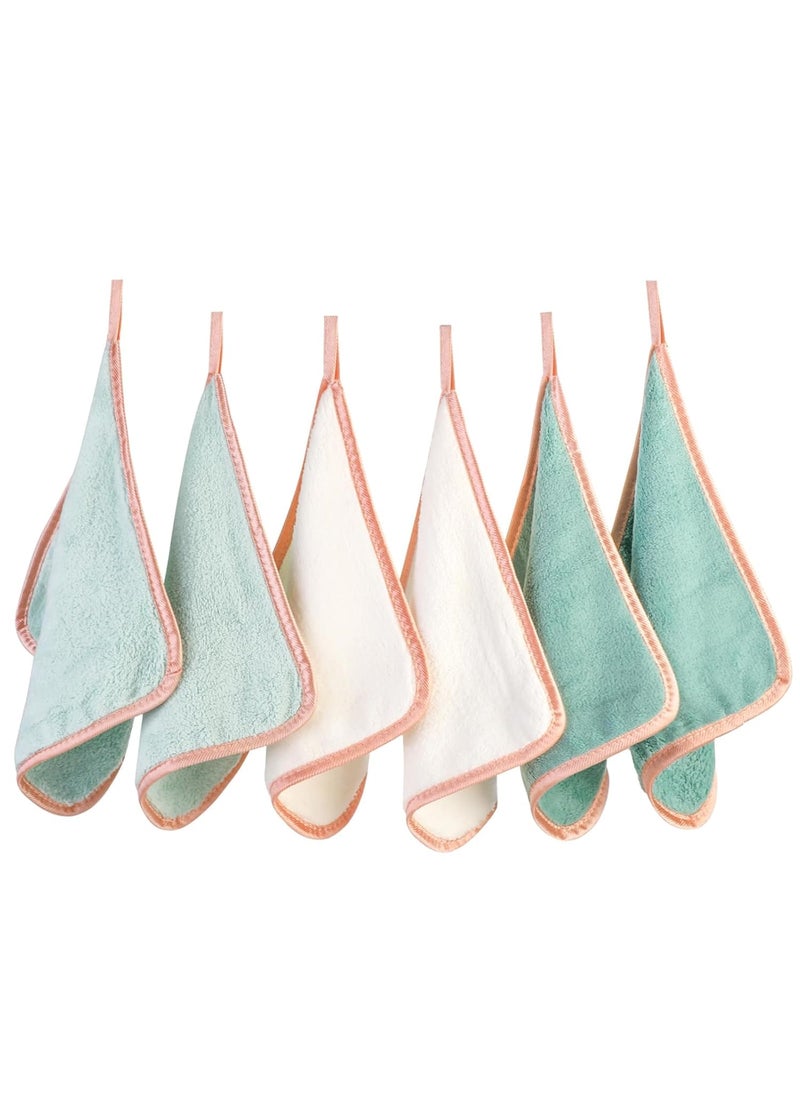 PHOGARY Microfiber Makeup Remover Cloth 6 Pack Reusable Makeup Eraser Cloth for Face Microfibre Erase Your Face Washcloths Make up Cloth Remover Towel  Gentle on Skin 8 x 8in Green