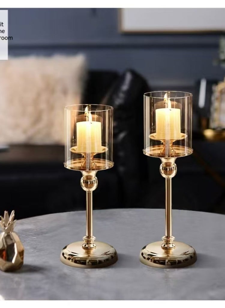Metallic Glass Candlestick M (Gold Mid)