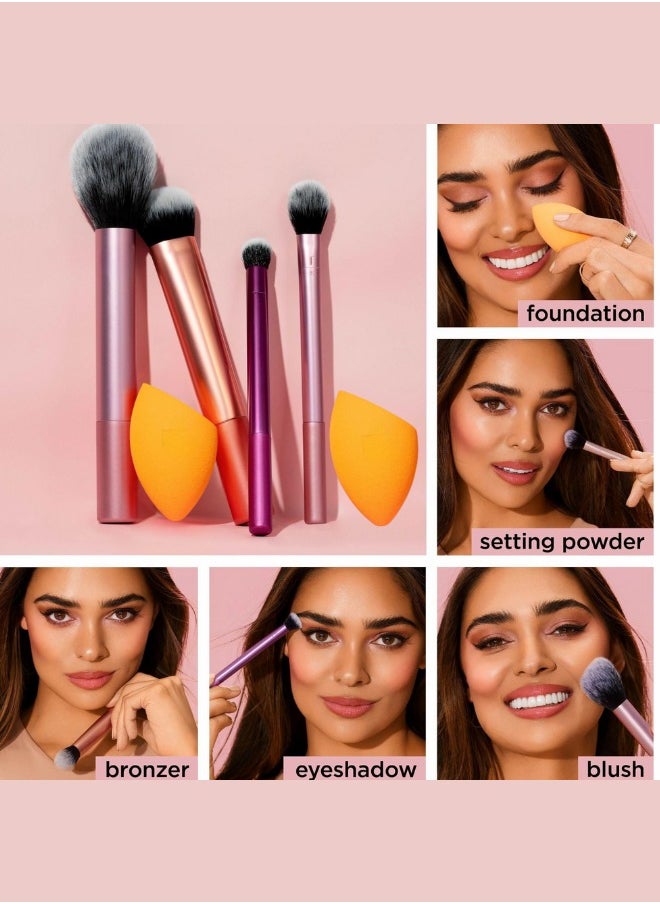 6 pieces Multi-Use Makeup Set – Professional Cosmetic Brushes for Face and Eye Makeup – Soft, Durable, Multicolour Design