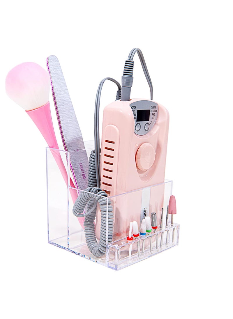Nail Drill Machine & Bits Holder Storage Case,Transparent 10 Holes Nail Drill Grinding Bit Organizer Nails Manicure Tools Display Box for Nail Salon (Clear)