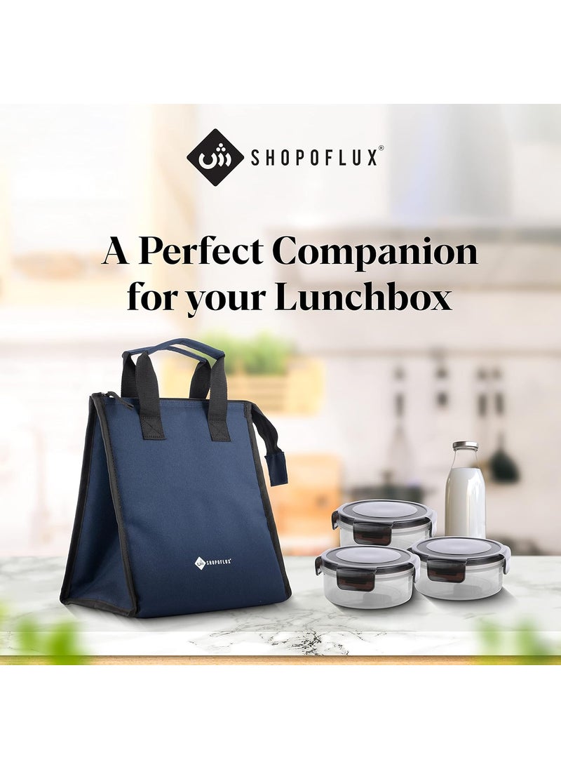 SHOPOFLUX Lunch Bag for Men and Women, Insulated Tiffin Bags for Office, College, School (Blue)