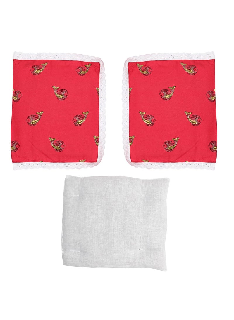 Grandma's Head Shaping Mustard Seed Rai Pillow for Newborn with 2 Pillow Covers- Red Fish