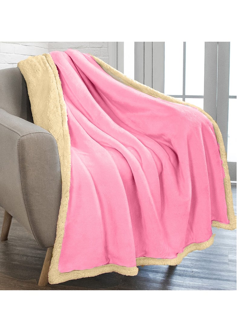 Sherpa Bed Blanket King Size, Double Plush Reversible Fleece, Machine Washable, Warm and Cozy for Bed u0026 Sofa (240x220 cm)
