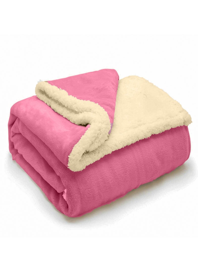 Sherpa Bed Blanket King Size, Double Plush Reversible Fleece, Machine Washable, Warm and Cozy for Bed u0026 Sofa (240x220 cm)