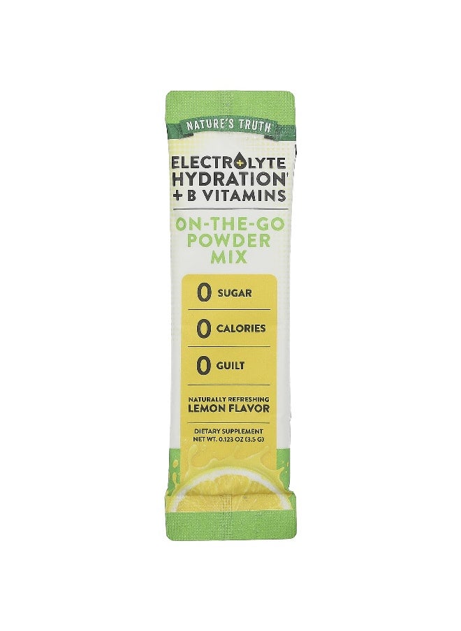 Nature's Truth, Electrolyte Hydration + B Vitamins, On-The-Go Powder Mix, Lemon, 10 Individual Stick Packs 0.123 oz (3.5 g) Each