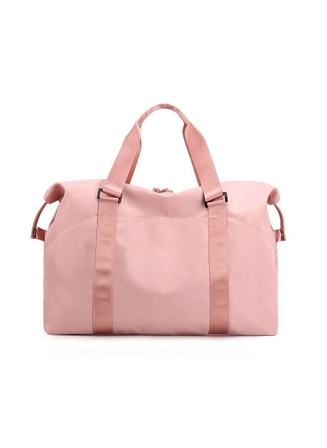 Solid Pattern Travel Bag， Travel Duffel Bags For Women With Trolley Sleeve, Weekender Overnight Carry On Bag , Pink